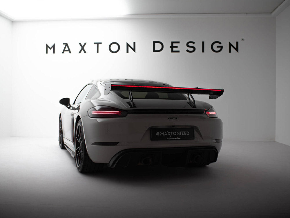 Maxton Design Carbon Spoiler With Upper Swan Mounting V.2 + LED Porsche 718 Cayman GTS 982c - CF-PO-CA-718-GTS-WING5-UPP-245-P+LED-2 - Image 2
