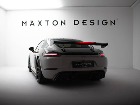 Maxton Design Carbon Spoiler With Upper Swan Mounting V.2 + LED Porsche 718 Cayman GTS 982c - CF-PO-CA-718-GTS-WING5-UPP-245-P+LED-2 - Image 2