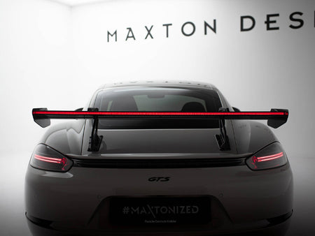 Maxton Design Carbon Spoiler With Upper Swan Mounting V.2 + LED Porsche 718 Cayman GTS 982c - CF-PO-CA-718-GTS-WING5-UPP-245-P+LED-2 - Image 4