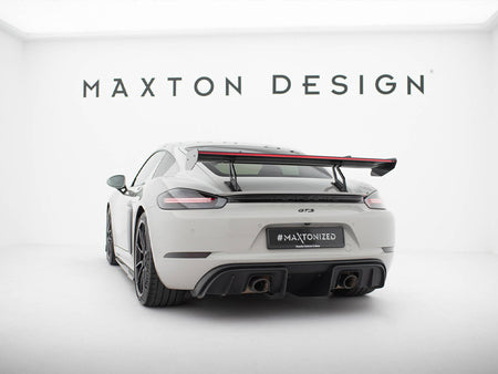 Maxton Design Carbon Spoiler With Upper Swan Mounting V.2 + LED Porsche 718 Cayman GTS 982c - CF-PO-CA-718-GTS-WING5-UPP-245-P+LED-2 - Image 6