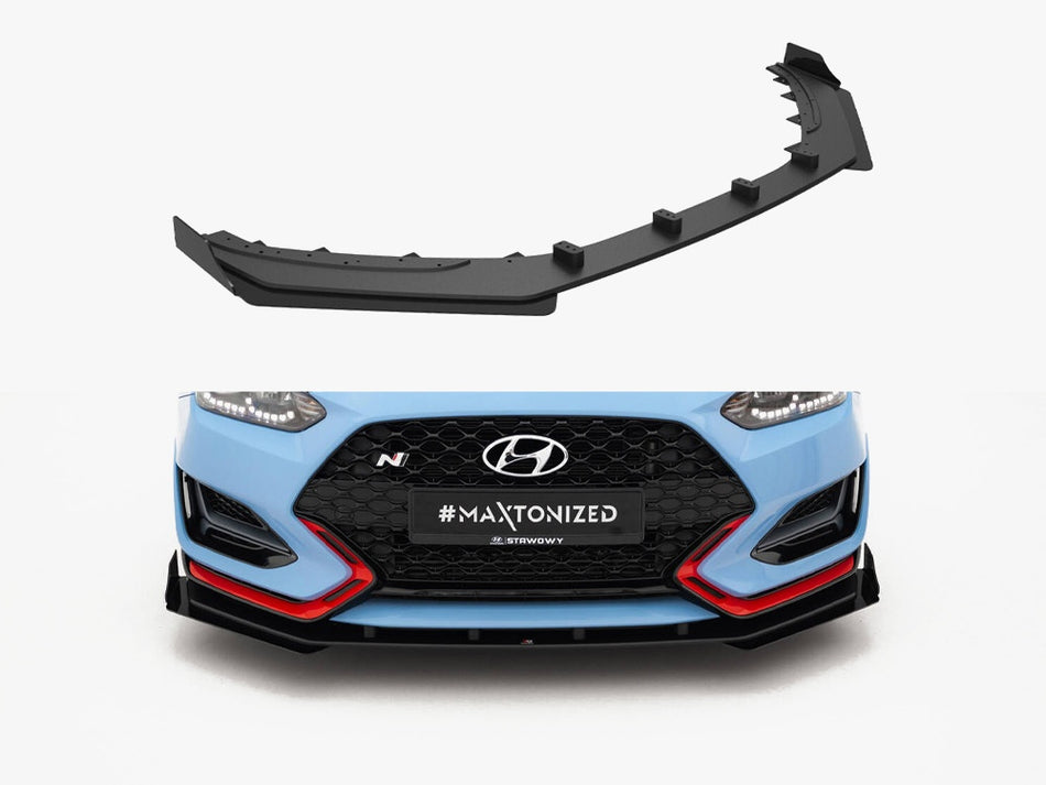 Maxton Design Street PRO Front Splitter + Flaps Hyundai Veloster N Mk2 - HYVE2NCNC-FD1B+FSF1G - Image 1