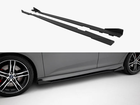 Maxton Design Street PRO Side Skirts Diffusers + Flaps Ford Focus ST Mk3 Facelift - FOFO3FSTCNC-SD1B+SF1G - Image 1