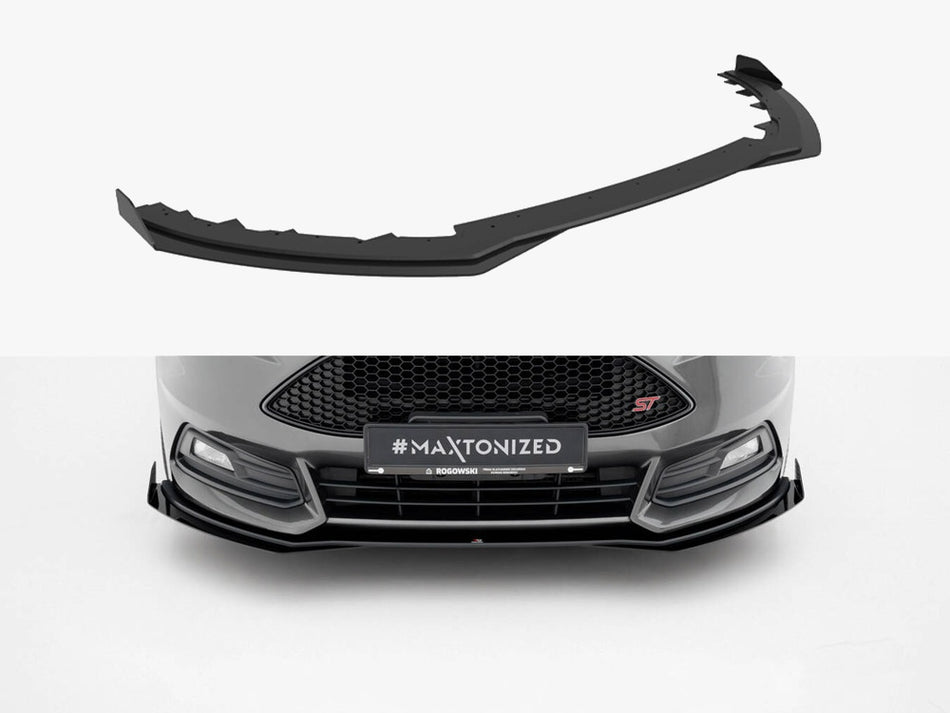 Maxton Design Street PRO Front Splitter + Flaps Ford Focus ST Mk3 Facelift - FOFO3FSTCNC-FD4B+FSF1G - Image 1
