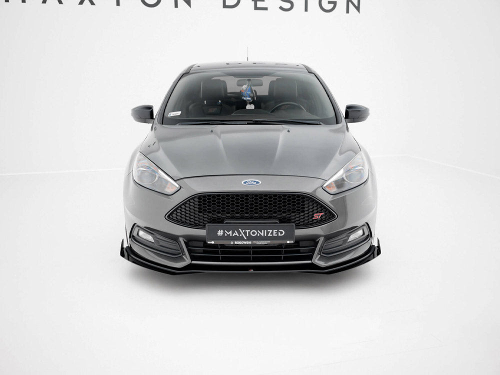 Street PRO Front Splitter + Flaps Ford Focus ST Mk3 Facelift - Black-Red + Gloss Flaps
