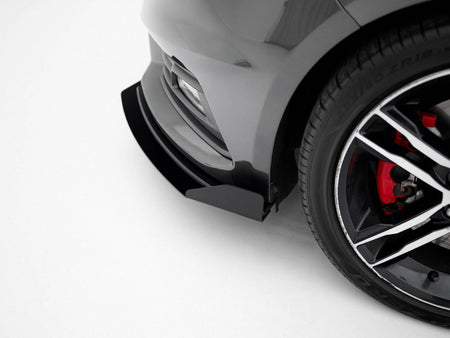 Street PRO Front Splitter + Flaps Ford Focus ST Mk3 Facelift - Black-Red + Gloss Flaps