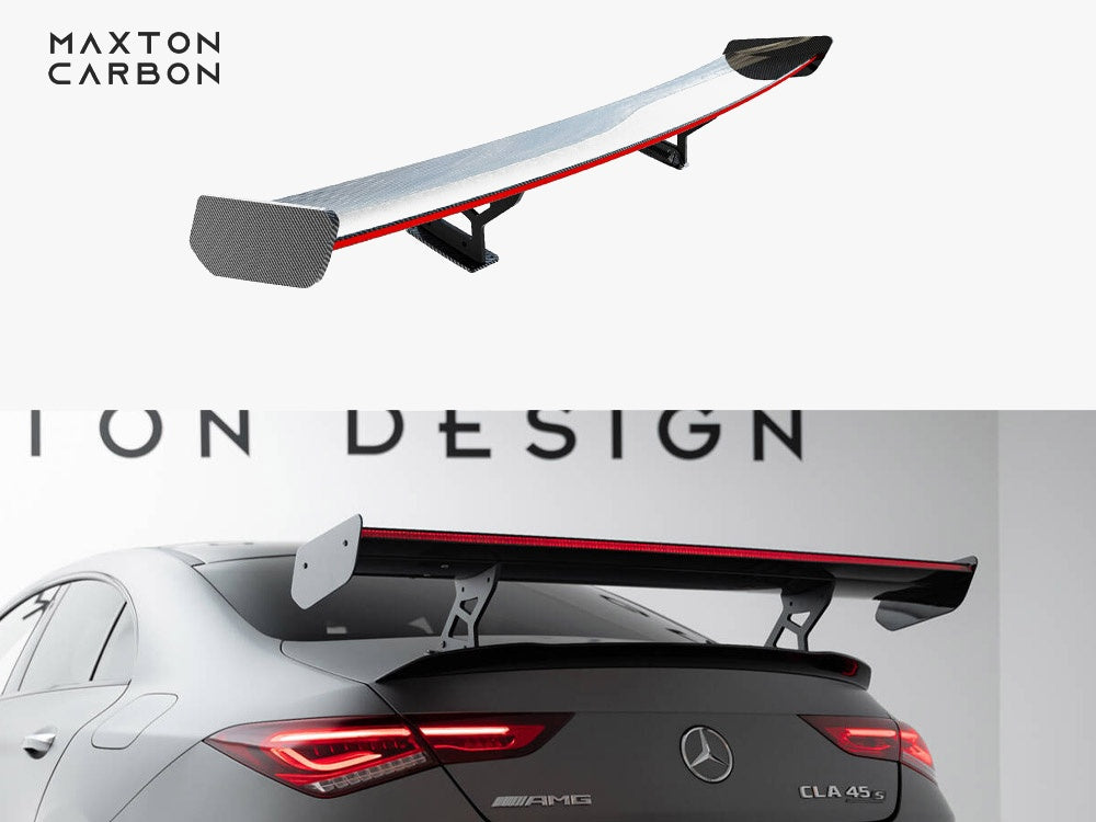 Maxton Design Carbon Spoiler With Internal Brackets Uprights + LED Mercedes-Benz CLA Coupe C118 / C118 Facelift - CF-ME-CLA-118-WING5-INT-245-P+LED - Image 1