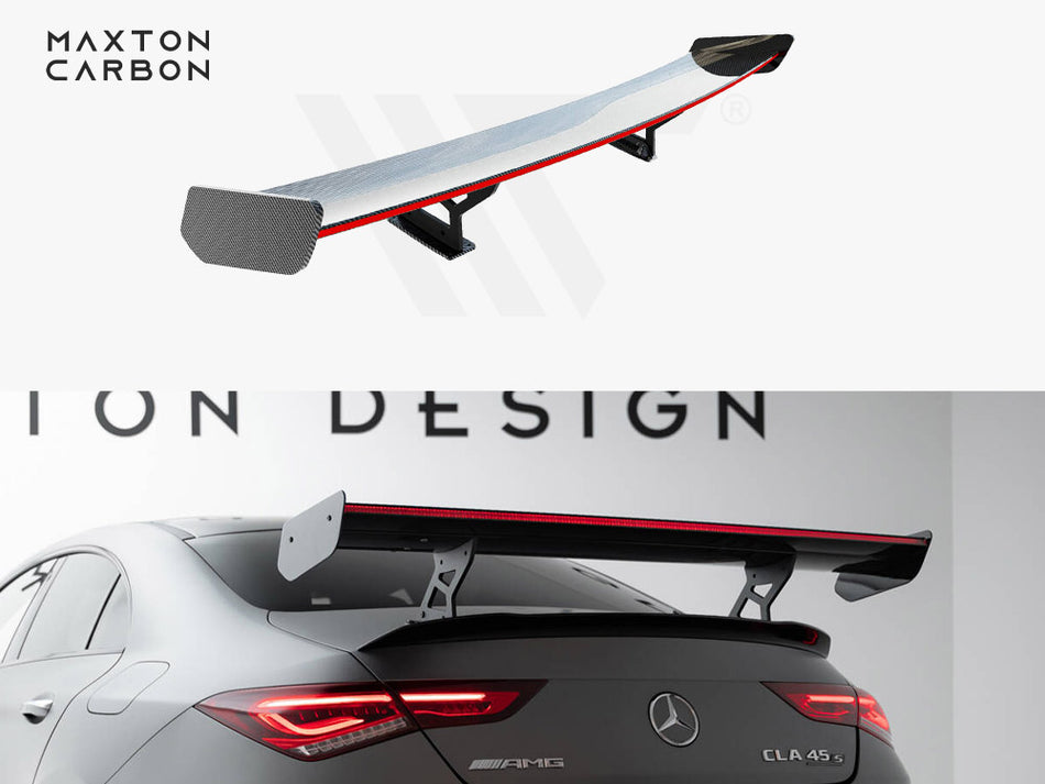 MAXTON DESIGN Carbon Spoiler With Internal Brackets Uprights + LED Mercedes-Benz CLA Coupe C118 / C118 Facelift