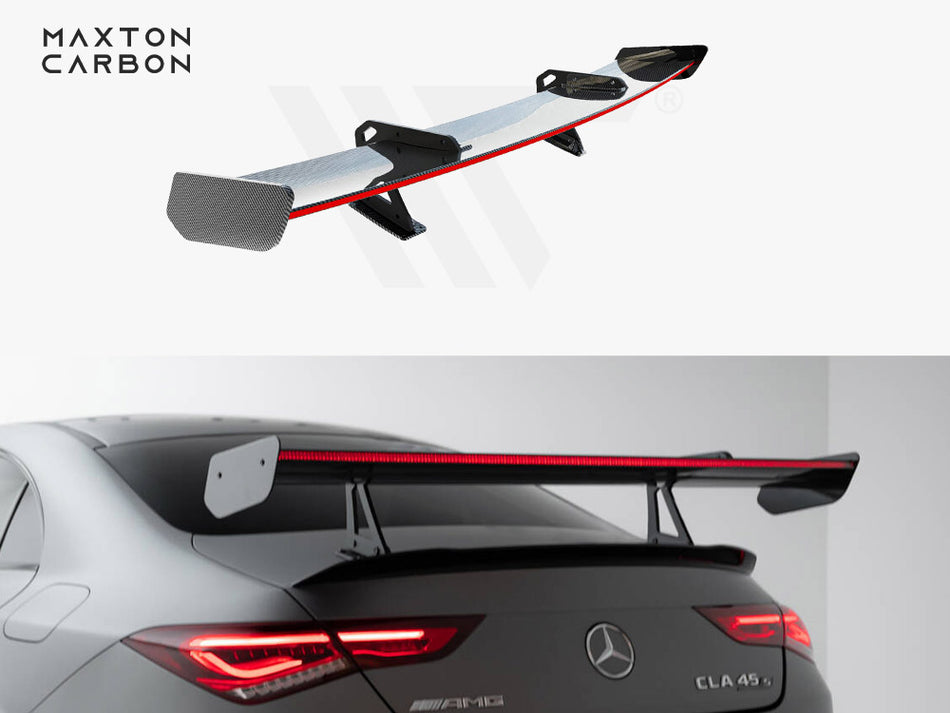 MAXTON DESIGN Carbon Spoiler With Upper Swan Mounting + LED Mercedes-Benz CLA Coupe C118 / C118 Facelift