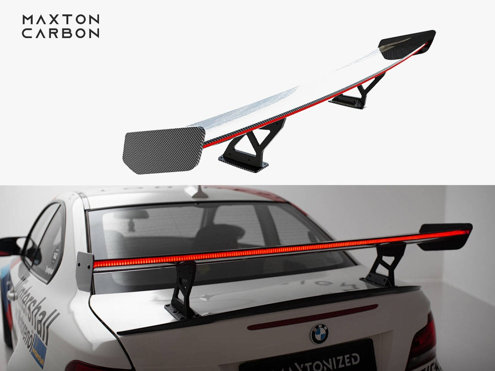Maxton Design Carbon Spoiler With Internal Brackets Uprights V.2 + LED BMW 1 M E82 - CF-BM-1-82-M-WING5-INT-245-P-2+LED - Image 1