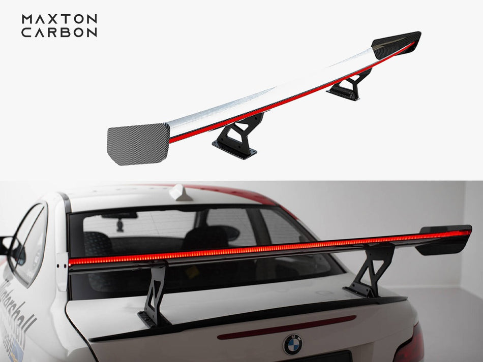 Maxton Design Carbon Spoiler With Internal Brackets Uprights V.1 + LED BMW 1 M E82 - CF-BM-1-82-M-WING5-INT-245-P-1+LED - Image 1