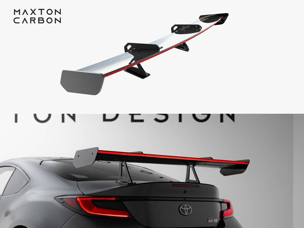 Maxton Design Carbon Spoiler With Upper Swan Mounting + LED Toyota GR86 - CF-TO-GR86-1-WING5-UPP-245-P+LED - Image 1