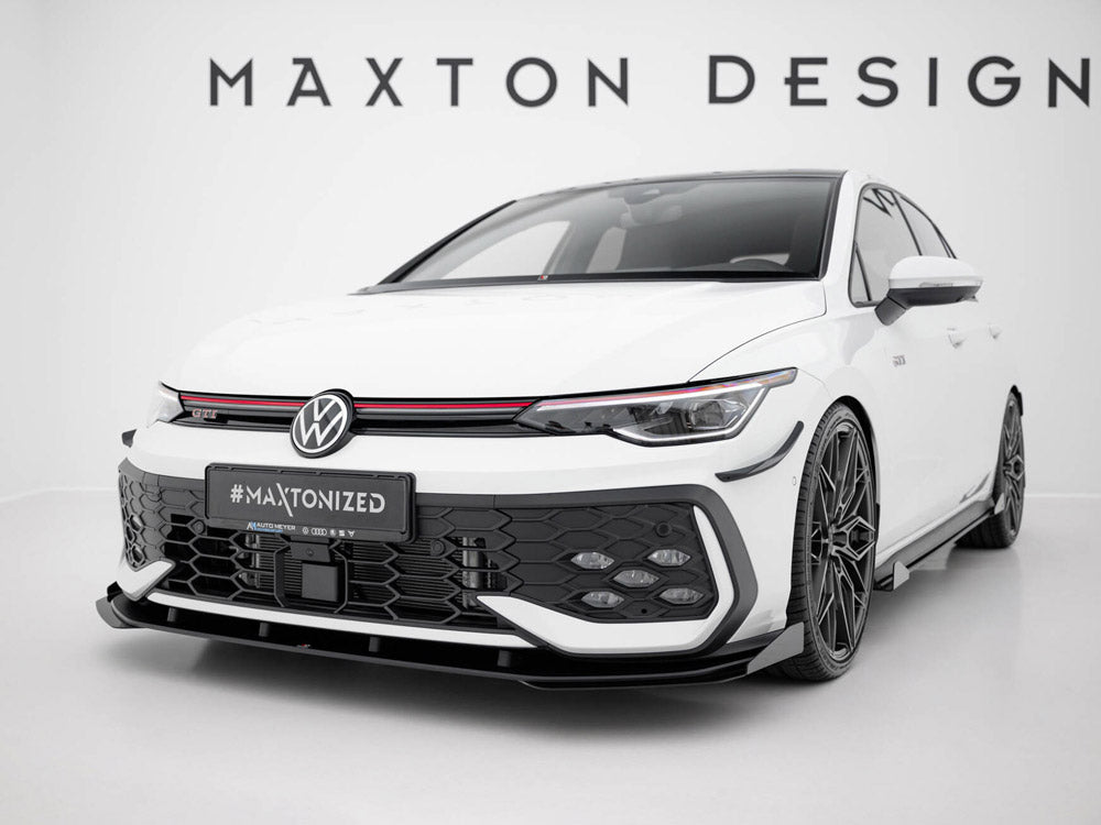 Maxton Design Street PRO Front Splitter + Flaps Volkswagen Golf GTI / GTE / R-Line Mk8 Facelift - VWGO8FGTICNC-FD1B+FSF1G - Image 2