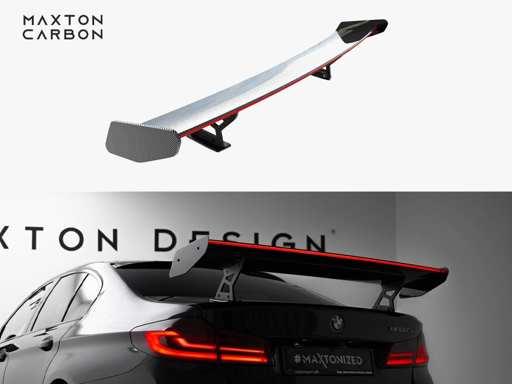 Maxton Design Carbon Spoiler With Internal Brackets Uprights + LED BMW 5 / M5 Sedan G30 / F90 - CF-BM-5-G30-MPACK-WING5-INT-245-P+LED - Image 1