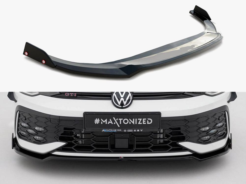 Maxton Design Front Splitter V.3 + Flaps Volkswagen Golf GTI / GTE / R-Line Mk8 Facelift - VW-GO-8F-GTI-FD3G+FSF1B - Image 1