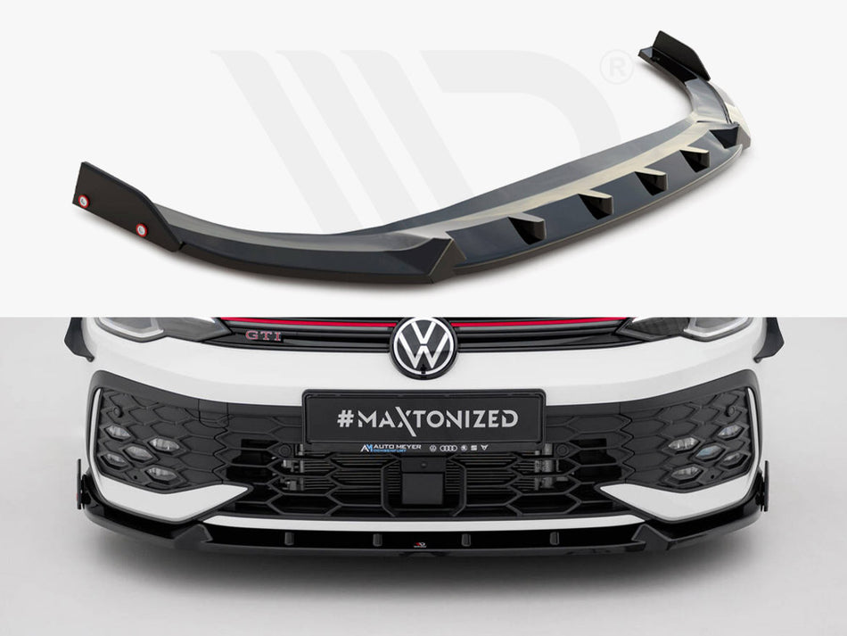 MAXTON DESIGN Front Splitter V.2 + Flaps Volkswagen Golf GTI / GTE / R-Line Mk8 Facelift