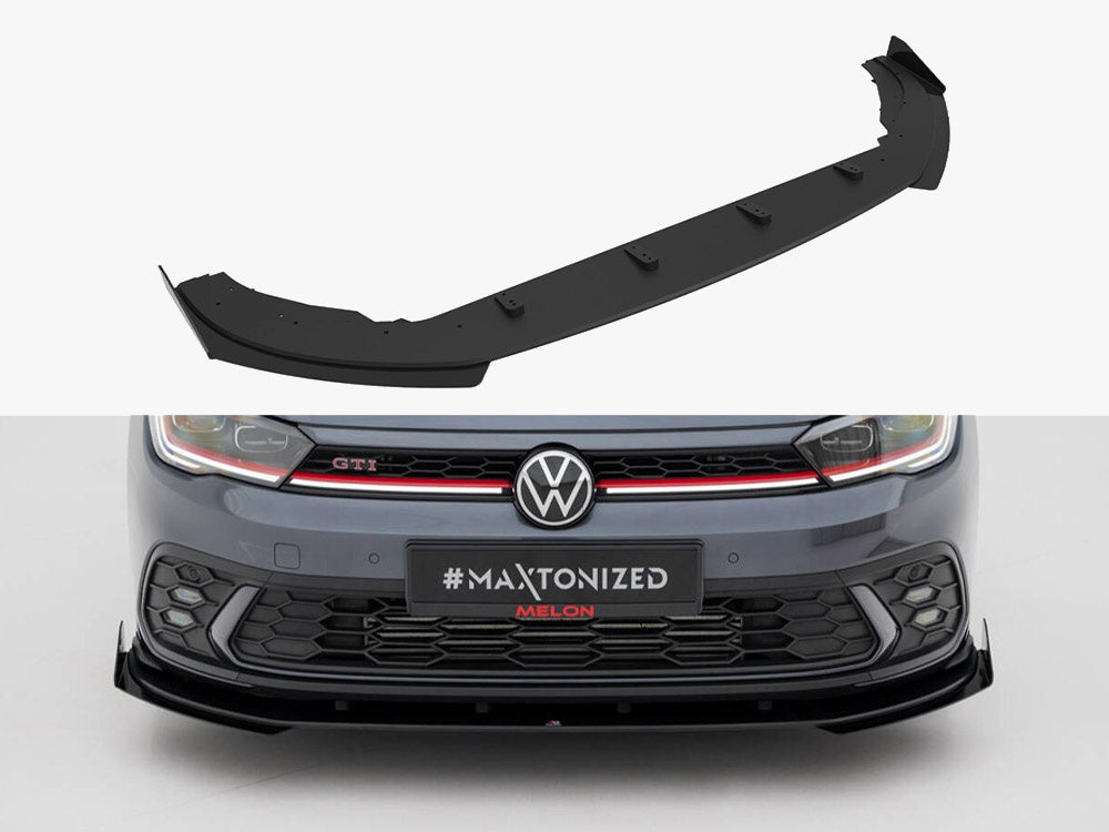 Maxton Design Street PRO Front Splitter + Flaps Volkswagen Polo GTI Mk6 Facelift - VWPO6FGTICNC-FD1B+FSF1G - Image 1