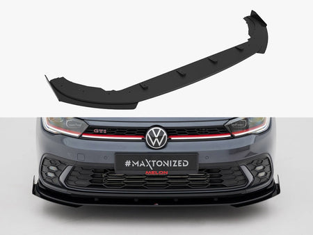 Maxton Design Street PRO Front Splitter + Flaps Volkswagen Polo GTI Mk6 Facelift - VWPO6FGTICNC-FD1B+FSF1G - Image 1