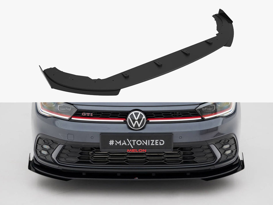 Maxton Design Street PRO Front Splitter + Flaps Volkswagen Polo GTI Mk6 Facelift - VWPO6FGTICNC-FD1B+FSF1G - Image 1