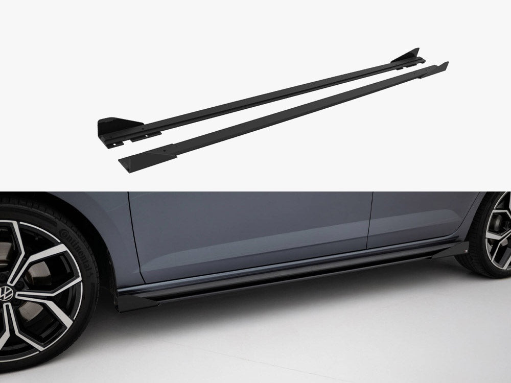 Maxton Design Street PRO Side Skirts Diffusers + Flaps Volkswagen Polo GTI Mk6 Facelift - VWPO6FGTICNC-SD1B+SF1G - Image 1