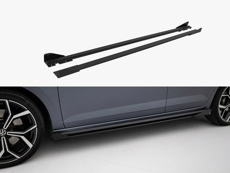Maxton Design Street PRO Side Skirts Diffusers + Flaps Volkswagen Polo GTI Mk6 Facelift - VWPO6FGTICNC-SD1B+SF1G - Image 1