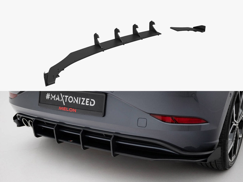 Maxton Design Street PRO Rear Diffuser + Flaps Volkswagen Polo GTI Mk6 Facelift - VWPO6FGTICNC-RS1B+RSF1G - Image 1