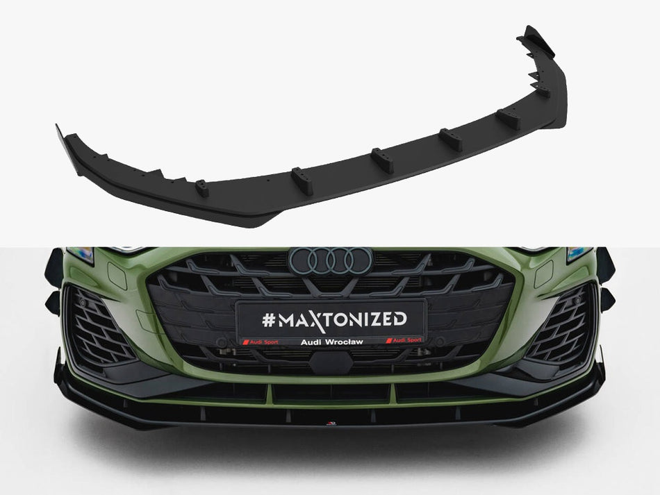 Maxton Design Street PRO Front Splitter V.1 + Flaps Audi S3 Sportback / A3 S-line Sportback 8Y Facelift - AUS38YFCNC-FD1B+FSF1G - Image 1