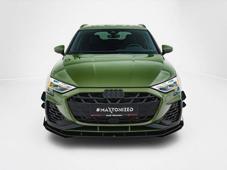 Maxton Design Street PRO Front Splitter V.1 + Flaps Audi S3 Sportback / A3 S-line Sportback 8Y Facelift - AUS38YFCNC-FD1B+FSF1G - Image 3