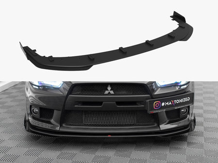 Maxton Design Street PRO Front Splitter V.1 + Flaps Mitsubishi Lancer EVO X - MILA10EVOCNC-FD4B+FSF1G - Image 1