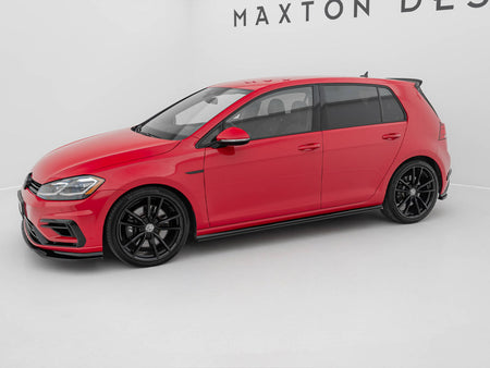 Side Skirts Diffusers V.2 Volkswagen Golf R / R-Line Mk7 Facelift - Carbon Look