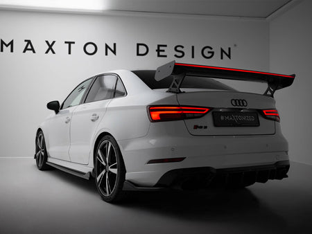 Maxton Design Carbon Spoiler With External Brackets Uprights + LED Audi A3 / A3 S-Line / S3 / RS3 Sedan 8V / 8V Facelift - CF-AU-S3-8V-S-WING5-EXT-245-P+LED - Image 2