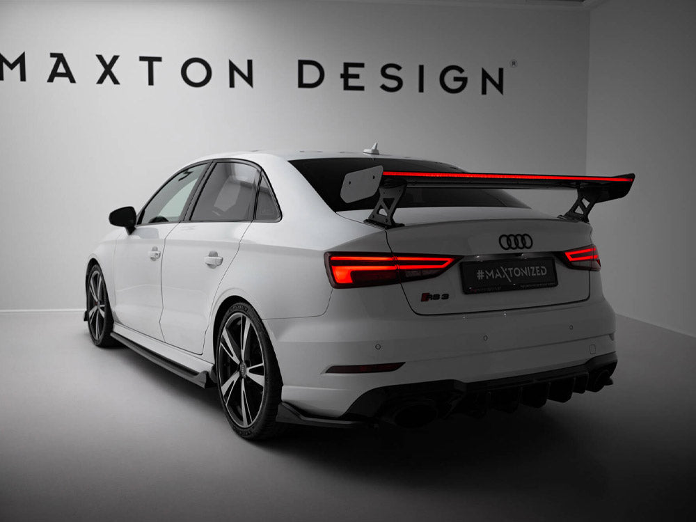 Maxton Design Carbon Spoiler With External Brackets Uprights + LED Audi A3 / A3 S-Line / S3 / RS3 Sedan 8V / 8V Facelift - CF-AU-S3-8V-S-WING5-EXT-245-P+LED - Image 3