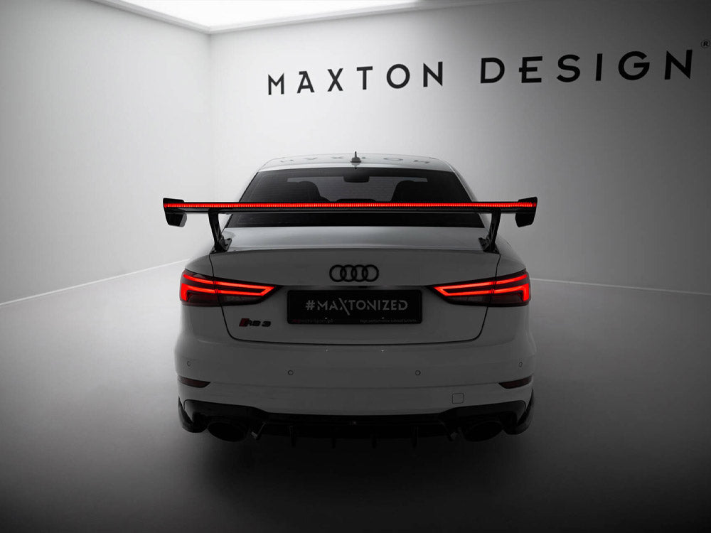 Maxton Design Carbon Spoiler With External Brackets Uprights + LED Audi A3 / A3 S-Line / S3 / RS3 Sedan 8V / 8V Facelift - CF-AU-S3-8V-S-WING5-EXT-245-P+LED - Image 4