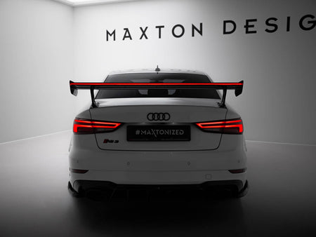Maxton Design Carbon Spoiler With External Brackets Uprights + LED Audi A3 / A3 S-Line / S3 / RS3 Sedan 8V / 8V Facelift - CF-AU-S3-8V-S-WING5-EXT-245-P+LED - Image 5