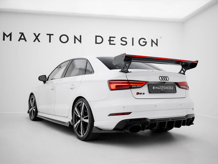 Maxton Design Carbon Spoiler With External Brackets Uprights + LED Audi A3 / A3 S-Line / S3 / RS3 Sedan 8V / 8V Facelift - CF-AU-S3-8V-S-WING5-EXT-245-P+LED - Image 6