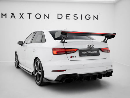 Maxton Design Carbon Spoiler With External Brackets Uprights + LED Audi A3 / A3 S-Line / S3 / RS3 Sedan 8V / 8V Facelift - CF-AU-S3-8V-S-WING5-EXT-245-P+LED - Image 7