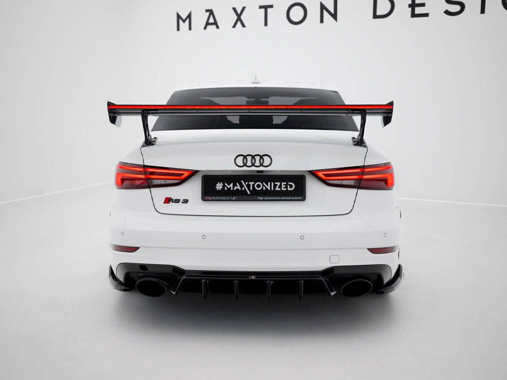 Maxton Design Carbon Spoiler With External Brackets Uprights + LED Audi A3 / A3 S-Line / S3 / RS3 Sedan 8V / 8V Facelift - CF-AU-S3-8V-S-WING5-EXT-245-P+LED - Image 9
