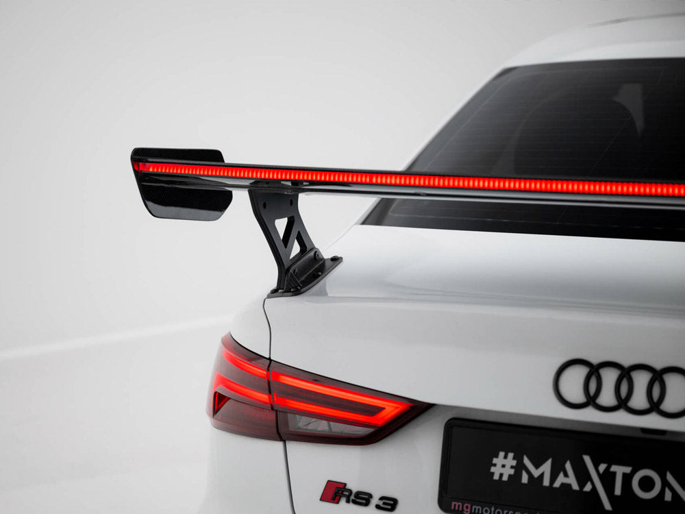 Maxton Design Carbon Spoiler With External Brackets Uprights + LED Audi A3 / A3 S-Line / S3 / RS3 Sedan 8V / 8V Facelift - CF-AU-S3-8V-S-WING5-EXT-245-P+LED - Image 11