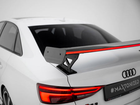 Maxton Design Carbon Spoiler With External Brackets Uprights + LED Audi A3 / A3 S-Line / S3 / RS3 Sedan 8V / 8V Facelift - CF-AU-S3-8V-S-WING5-EXT-245-P+LED - Image 10