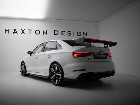 Maxton Design Carbon Spoiler With Internal Brackets Uprights + LED Audi A3 / A3 S-Line / S3 / RS3 Sedan 8V / 8V Facelift - CF-AU-S3-8V-S-WING5-INT-245-P+LED - Image 2