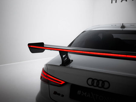 Maxton Design Carbon Spoiler With Internal Brackets Uprights + LED Audi A3 / A3 S-Line / S3 / RS3 Sedan 8V / 8V Facelift - CF-AU-S3-8V-S-WING5-INT-245-P+LED - Image 4