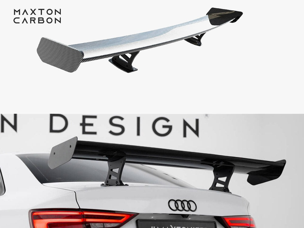 Maxton Design Carbon Spoiler With Internal Brackets Uprights Audi A3 / A3 S-Line / S3 / RS3 Sedan 8V / 8V Facelift - CF-AU-S3-8V-S-WING5-INT-245-P - Image 1