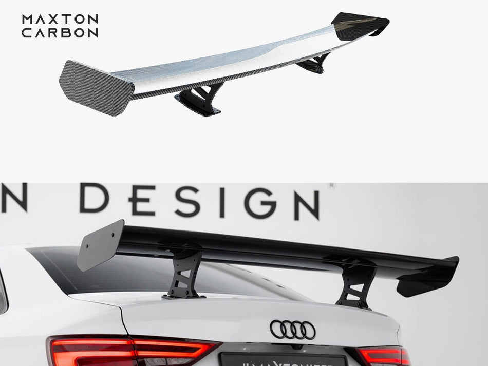 Maxton Design Carbon Spoiler With Internal Brackets Uprights Audi A3 / A3 S-Line / S3 / RS3 Sedan 8V / 8V Facelift - CF-AU-S3-8V-S-WING5-INT-245-P - Image 1