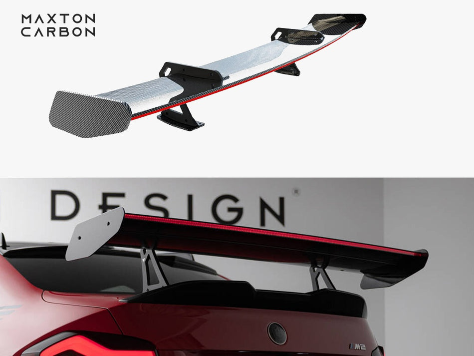 Maxton Design Carbon Spoiler With Upper Swan Mounting + LED BMW M2 G87 - CF-BM-M2-G87-WING5-UPP-245-P+LED - Image 1