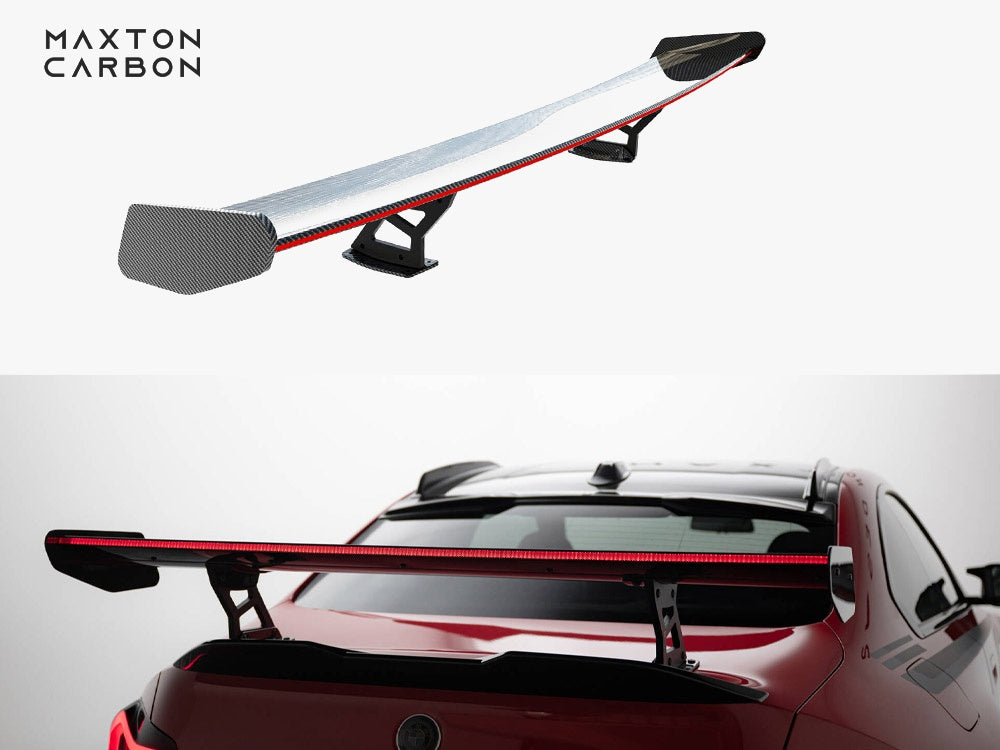 Maxton Design Carbon Spoiler With Internal Brackets Uprights + LED BMW M2 G87 - CF-BM-M2-G87-WING5-INT-245-P+LED - Image 1