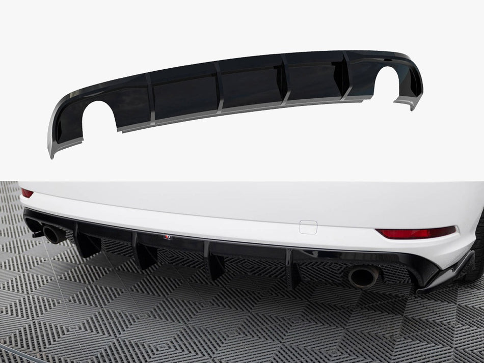 Maxton Design Rear Valance Audi A3 Sedan 8V Facelift (Version with single exhaust tips on both sides) - AU-A3-8VF-S-RS1GO_O - Image 1