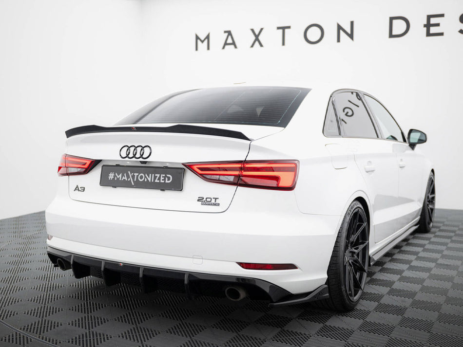 Maxton Design Rear Valance Audi A3 Sedan 8V Facelift (Version with single exhaust tips on both sides) - AU-A3-8VF-S-RS1GO_O - Image 2