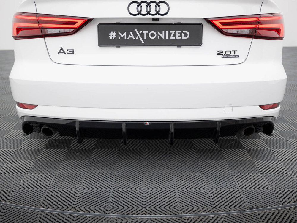 Maxton Design Rear Valance Audi A3 Sedan 8V Facelift (Version with single exhaust tips on both sides) - AU-A3-8VF-S-RS1GO_O - Image 4