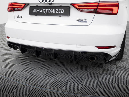 Maxton Design Rear Valance Audi A3 Sedan 8V Facelift (Version with single exhaust tips on both sides) - AU-A3-8VF-S-RS1GO_O - Image 3