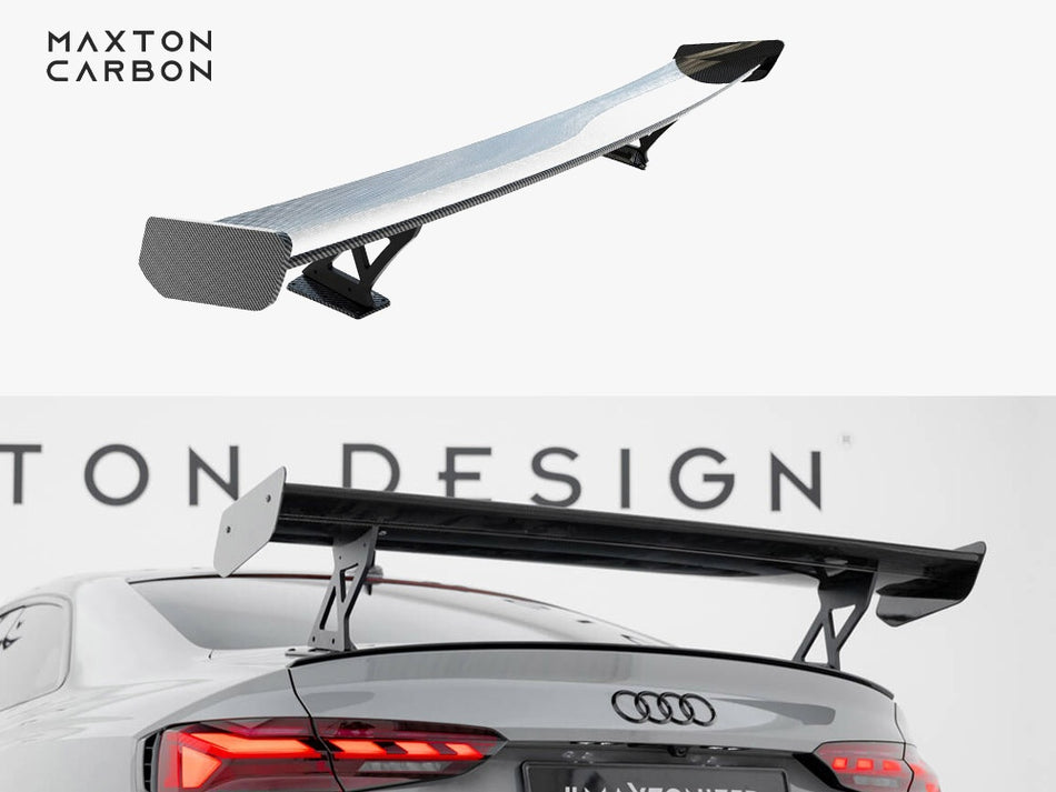 Maxton Design Carbon Spoiler With External Brackets Uprights V.1 Audi A5 / A5 S-Line / S5 / RS5 Coupe F5 / F5 Facelift - CF-AU-S5-2F-C-WING5-EXT-245-P-1 - Image 1