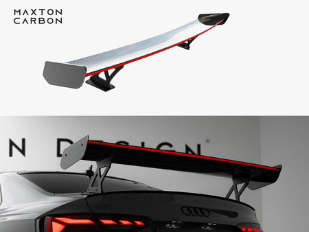 Maxton Design Carbon Spoiler With External Brackets Uprights V.1 + LED Audi A5 / A5 S-Line / S5 / RS5 Coupe F5 / F5 Facelift - CF-AU-S5-2F-C-WING5-EXT-245-P+LED-1 - Image 1
